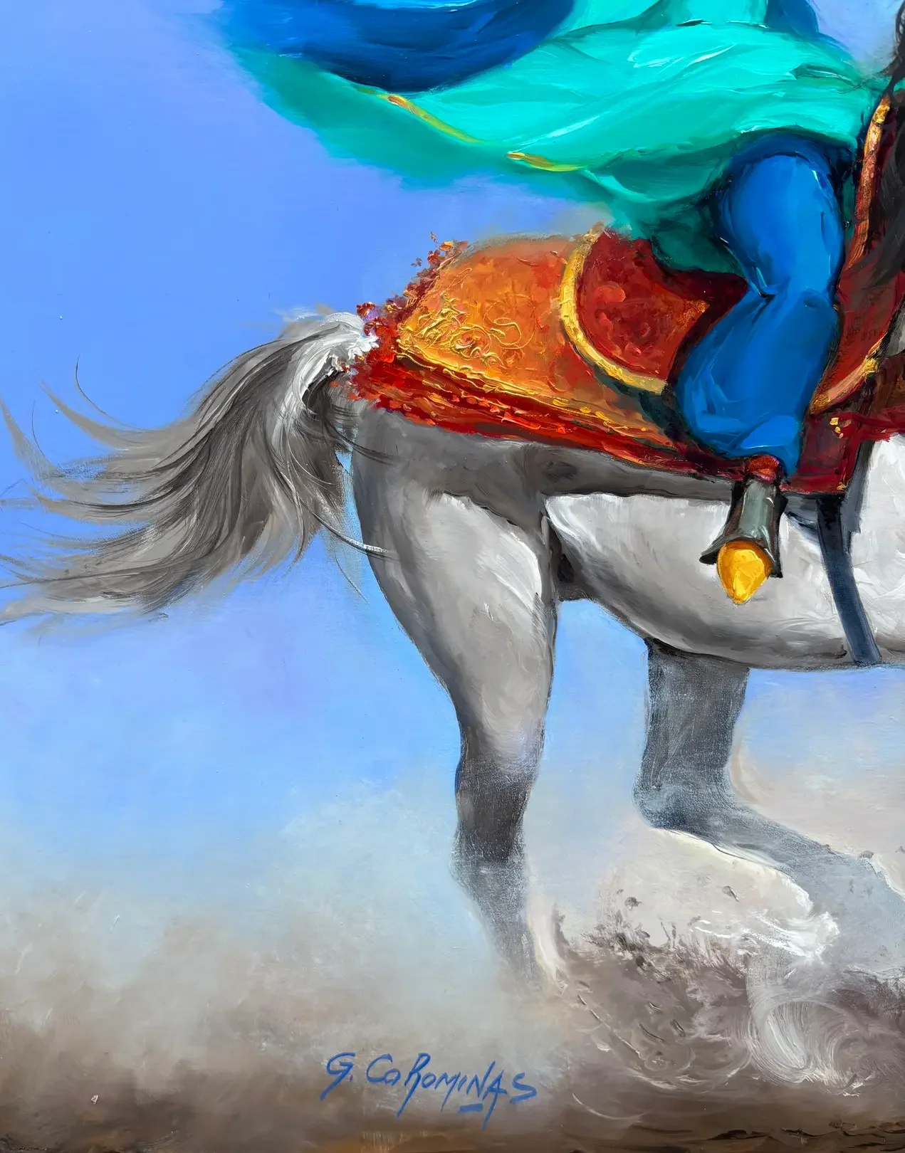 Tableau fantasia chevaux maroc de georges corominas  Galerie Graal Galerie d'art Agen Art Contemporain .webp