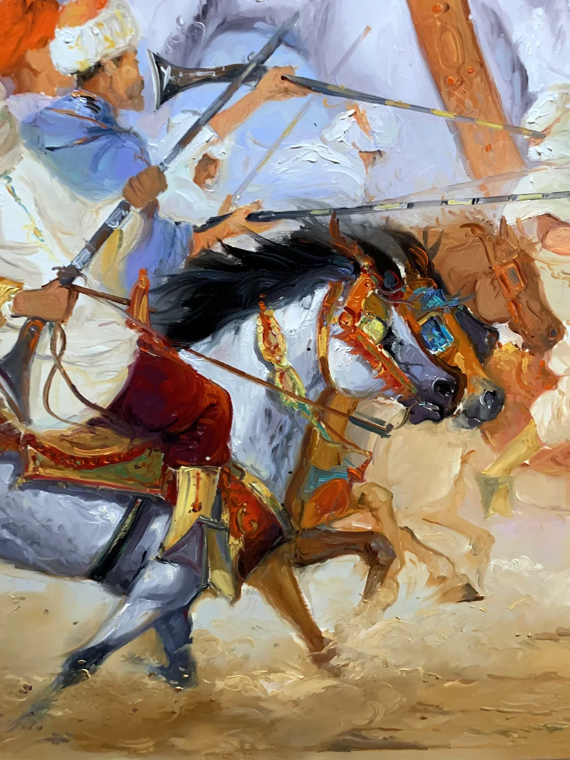 Tableau fantasia cheval maroc de georges corominas Galerie d'art Agen .webp