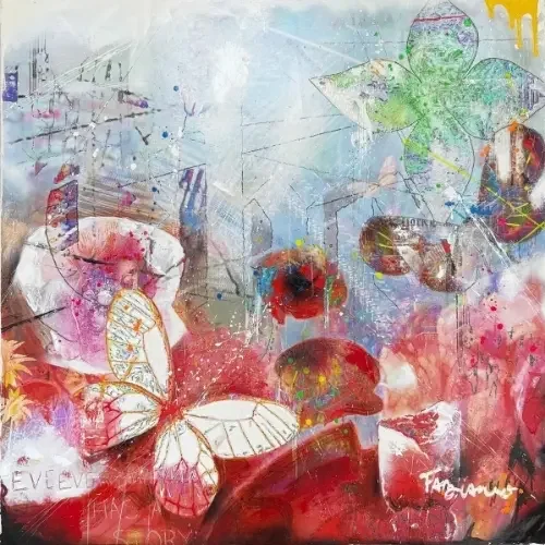 tableau street art fleur de fabiano Galerie Graal 