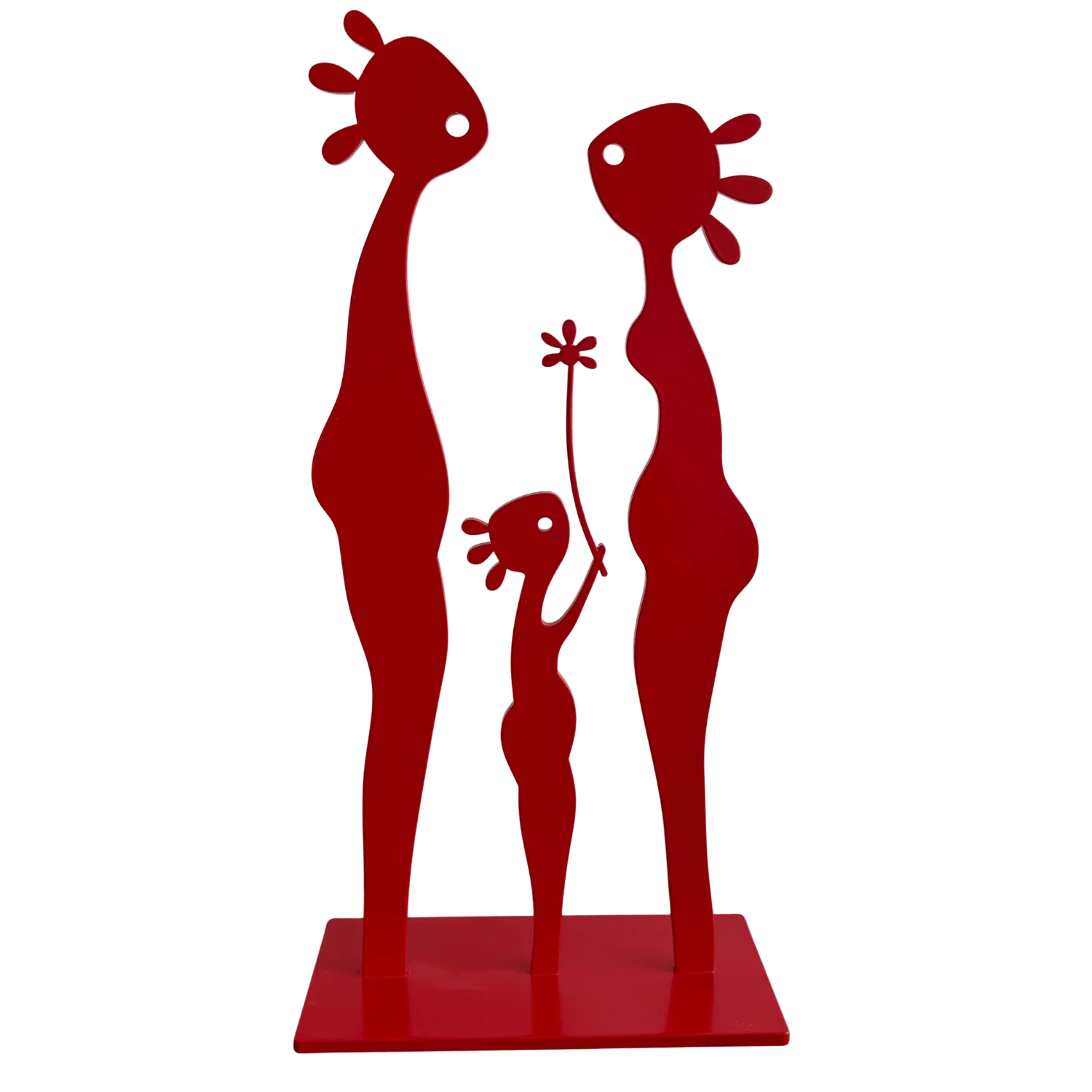 Sculpture pere mere fille de stratos en acier Galerie Graal Art Contemporain .webp