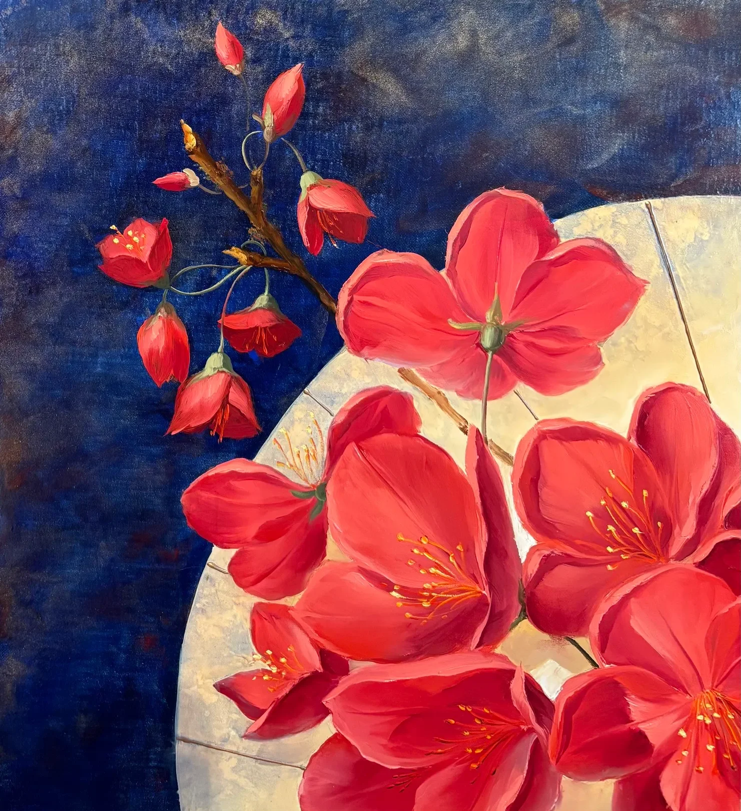Tableau fleur du japon de ludivine corominas Galerie Graal  Galerie d'art Agen .webp