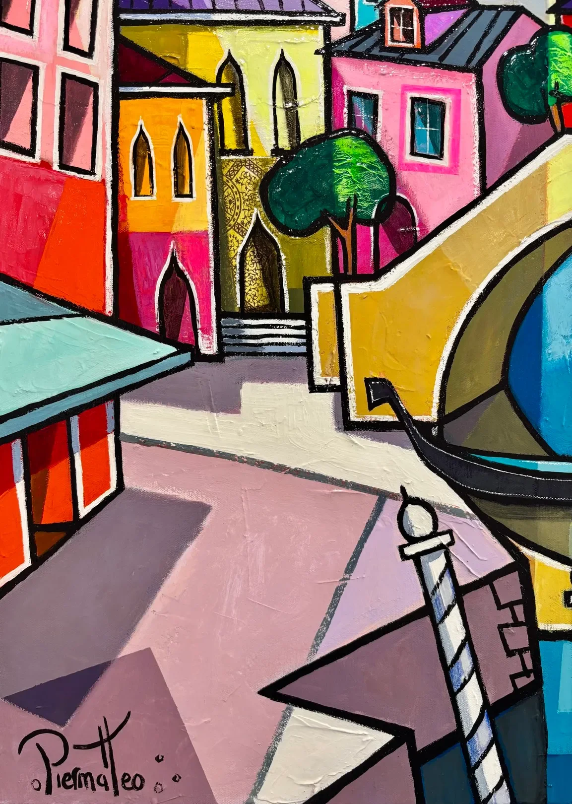 Tableau venise gondoles de giuseppe piermattéo Galerie Graal .webp
