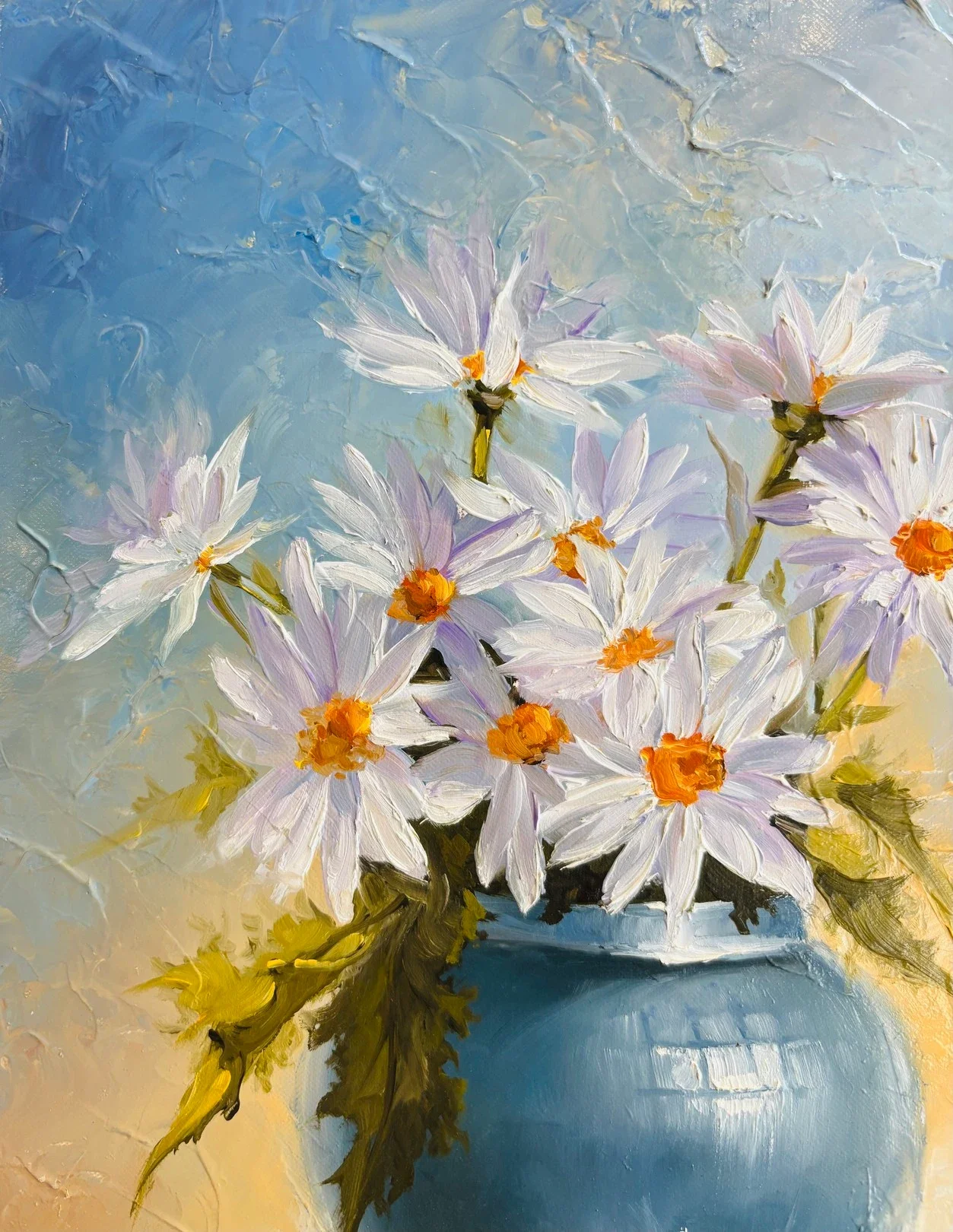 Tableau fleurs marguerites de ludivine corominas Art Contemporain .webp
