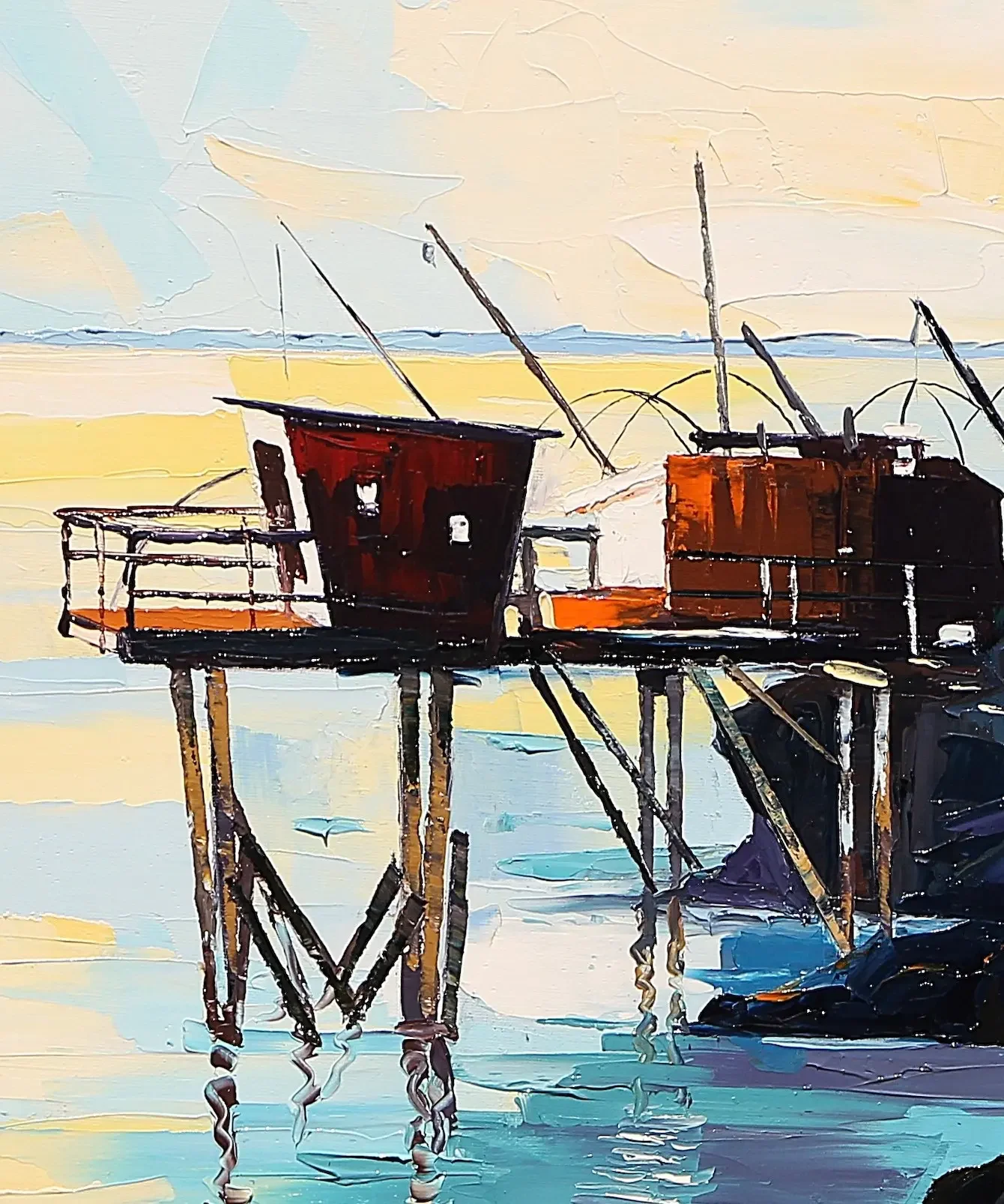 tableau peche lever du soleil de Pierrick Tual  Galerie d'art Agen .webp