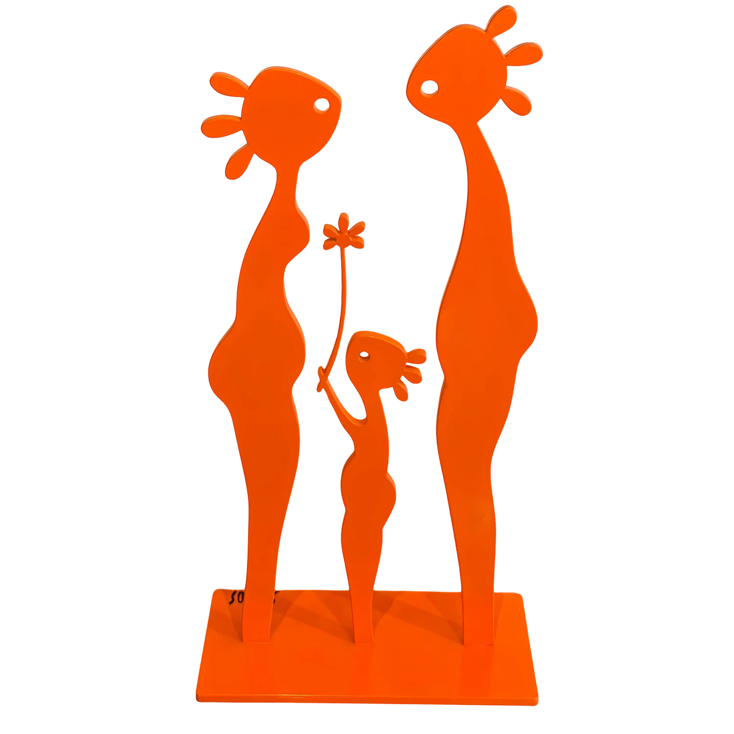 Sculpture sur table de salon orange de stratos Galerie Graal .webp