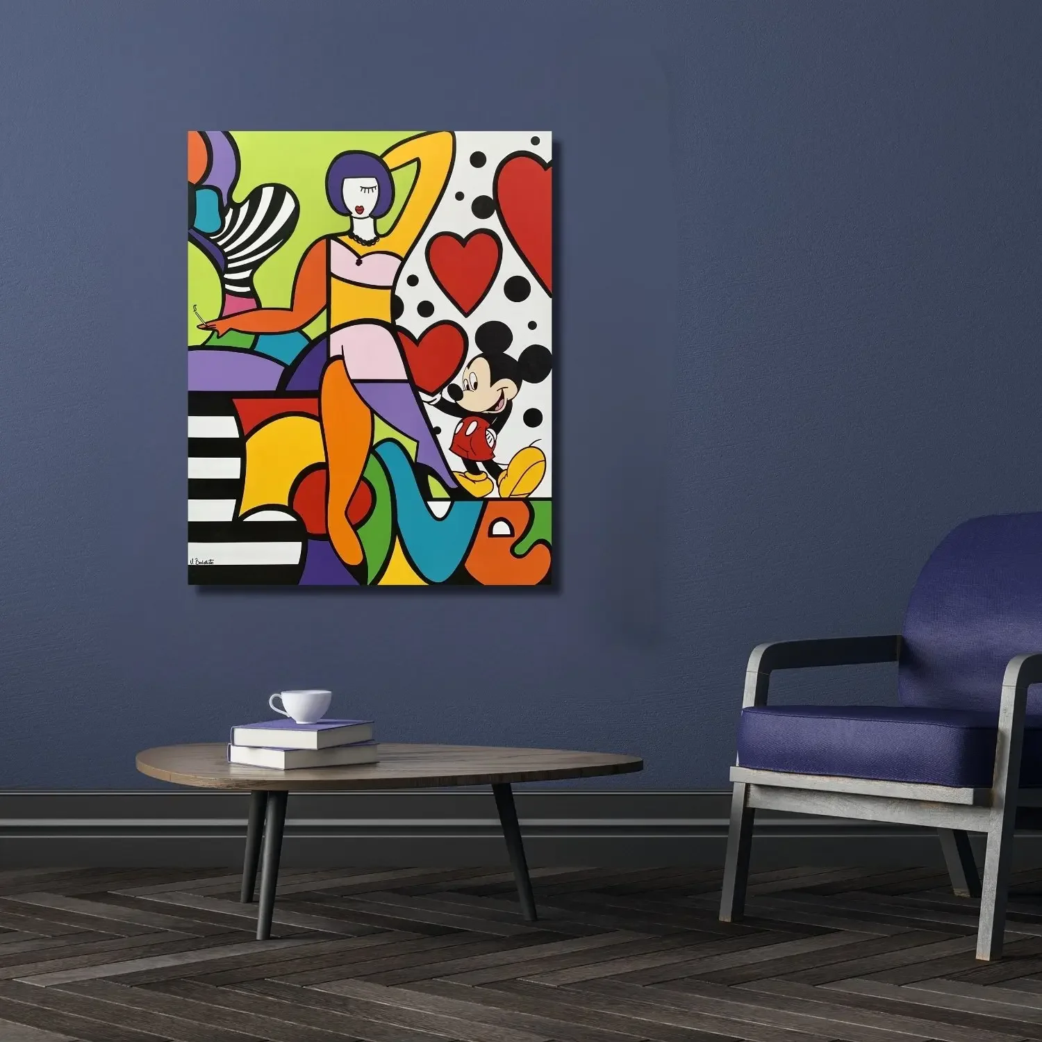 tableau pop art femme et mickey de Virginia Benedicto Galerie Graal .webp