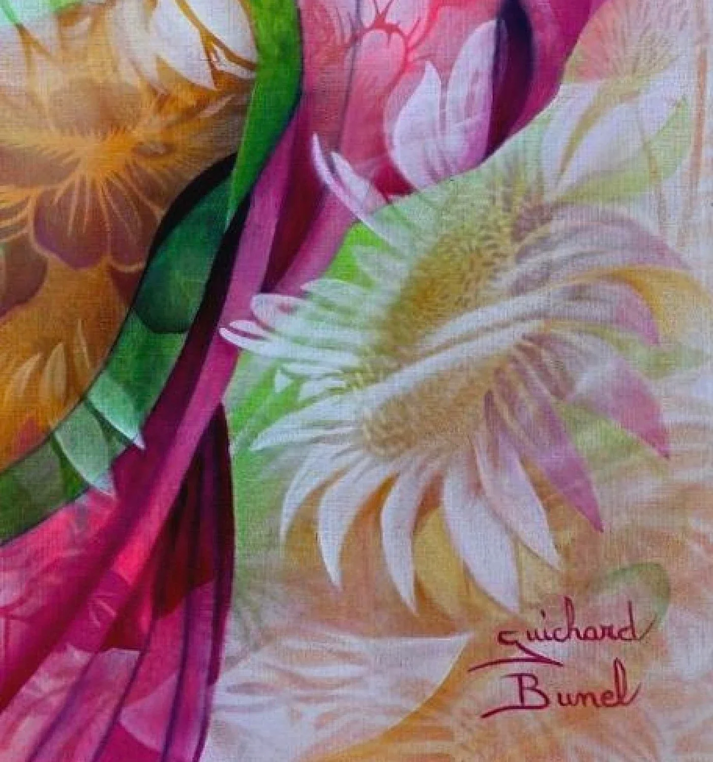 tableau portrait fleur rose de jeannette guichard bunel .webp