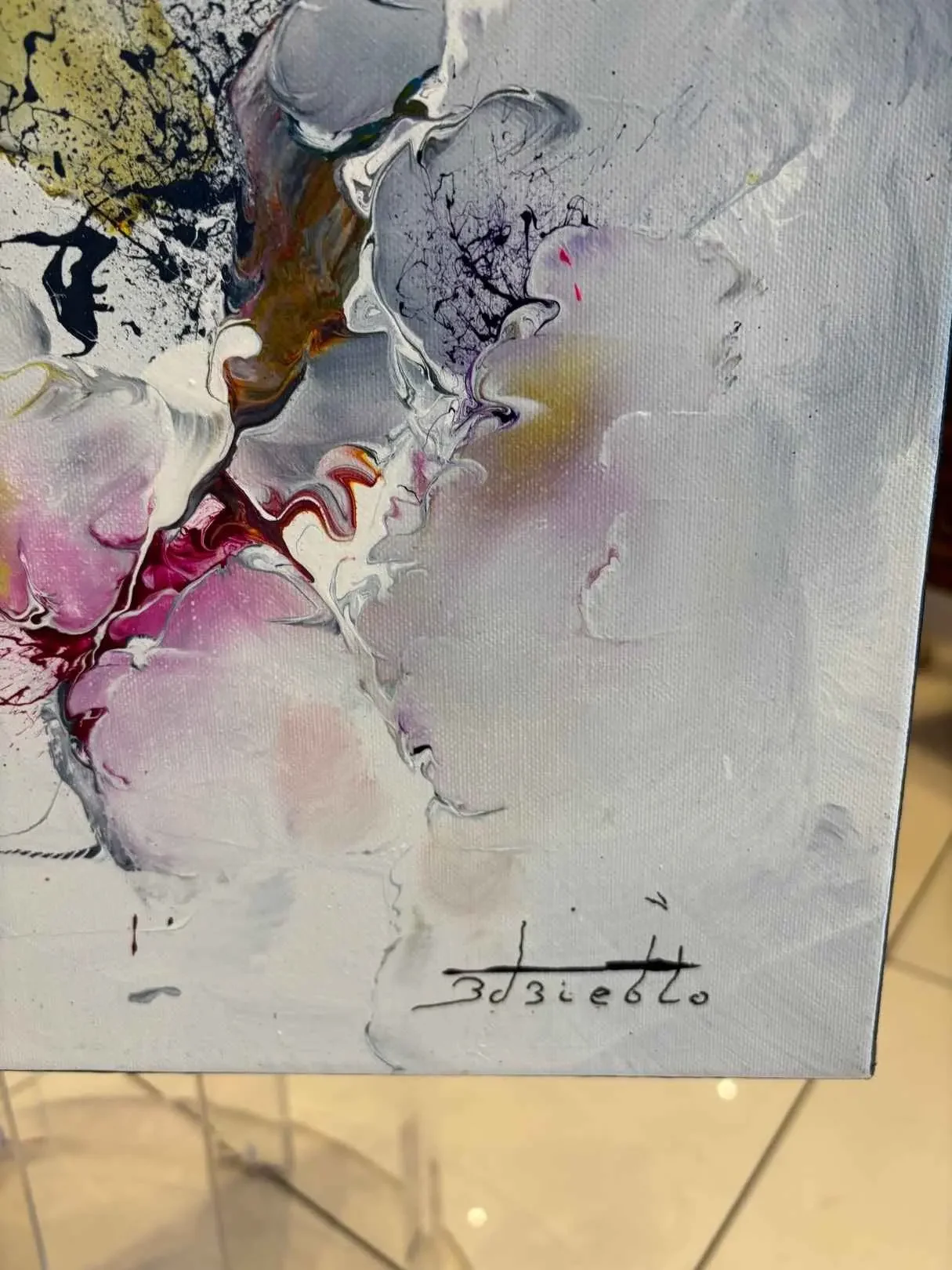 Tableau bleu abstrait de Zdzieblo Galerie Graal Art Contemporain .webp