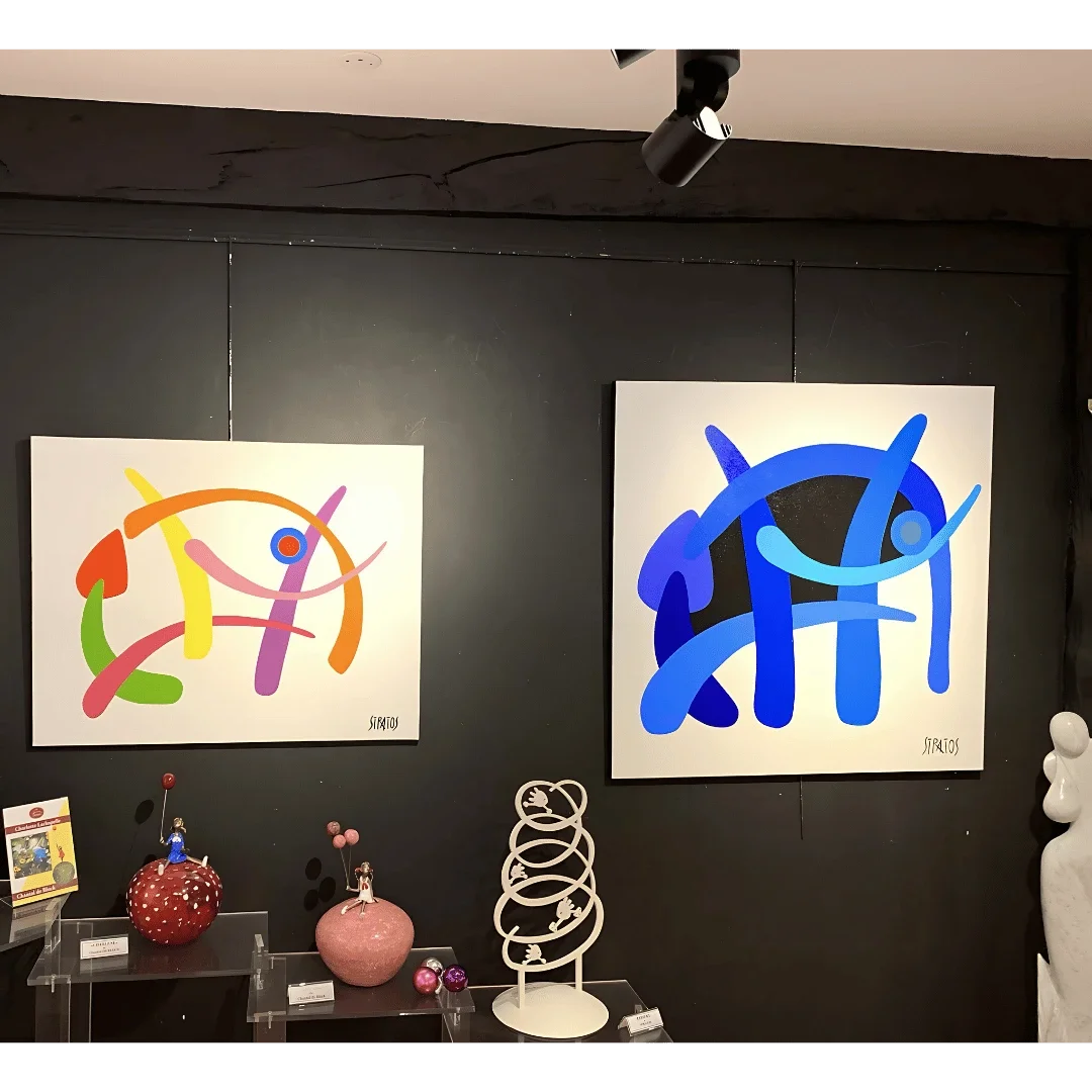 tableau rino bleu animal de charles stratos Galerie Graal