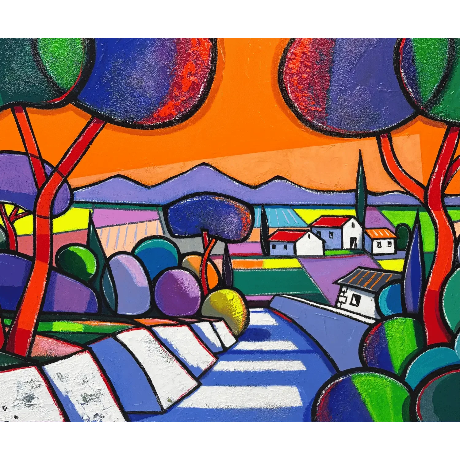 Tableau village francais provencal de giuseppe piermattéo Galerie Graal .webp