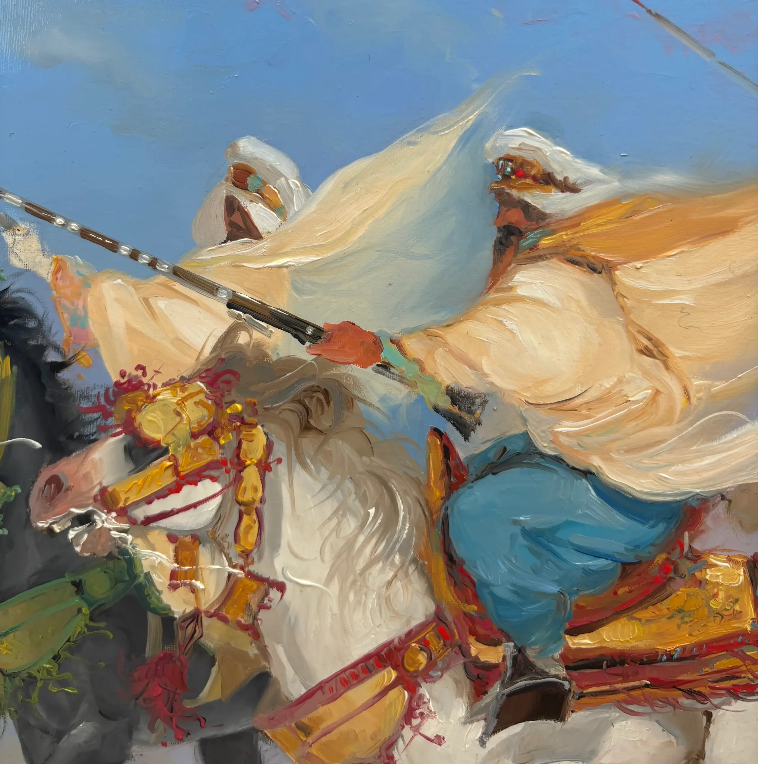 Tableau cavalier chevaux de georges corominas Galerie Graal Art Contemporain Galerie d'art en Ligne .webp