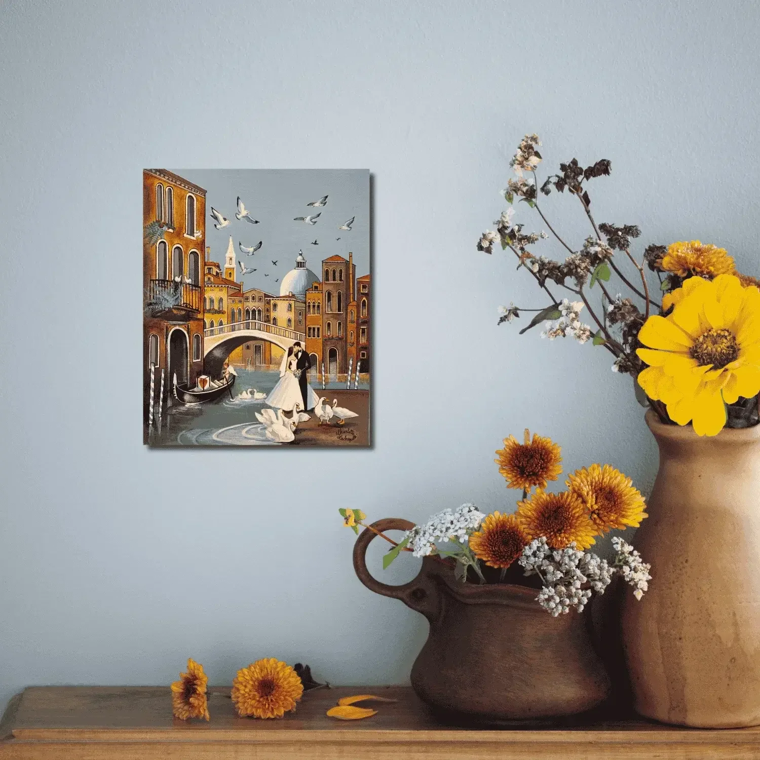 tableau art naif contemporain mariage a venise de charlotte lachapelle Galerie Graal
