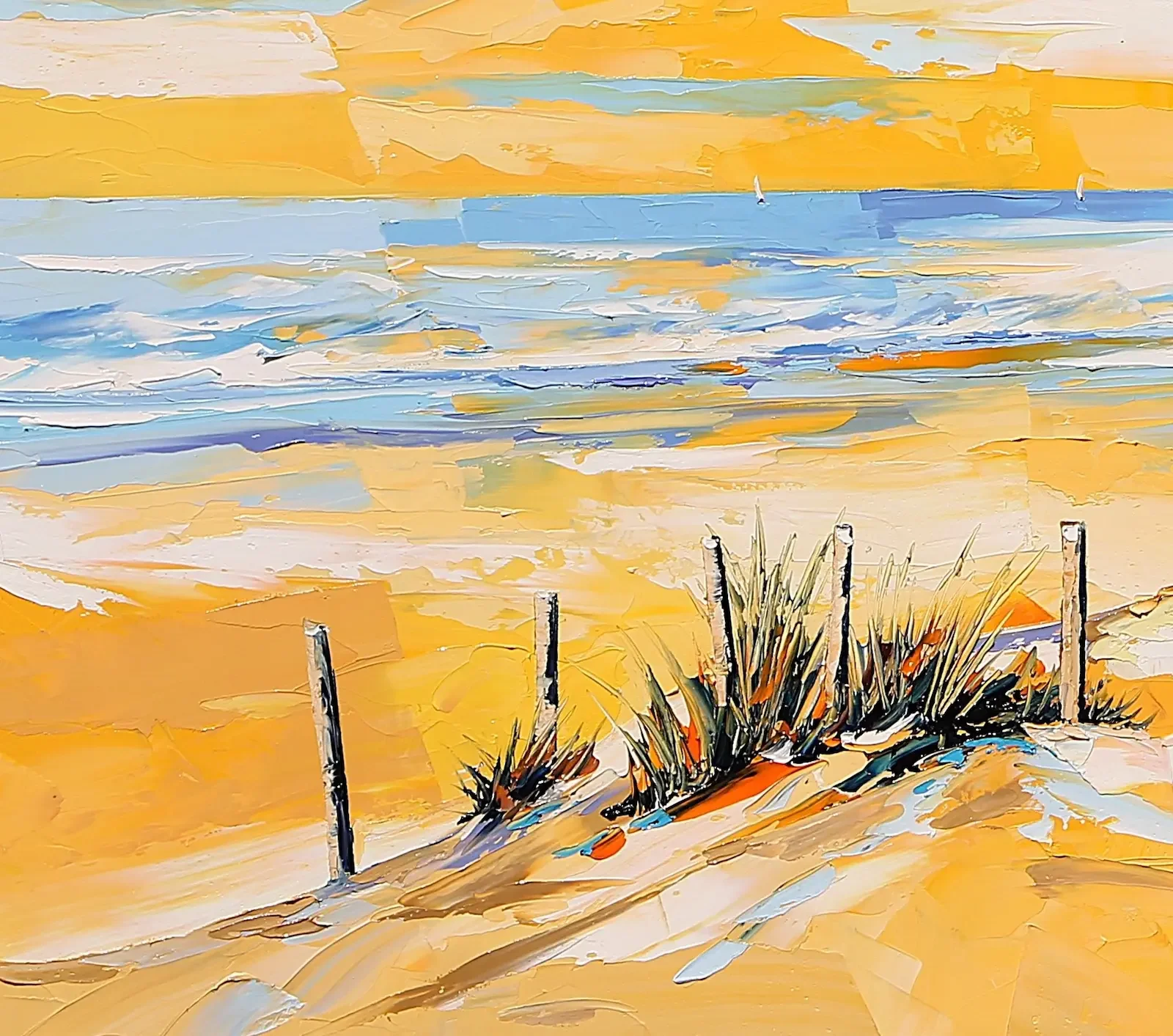tableau lever de soleil a la plage de Pierrick Tual Art Contemporain .webp