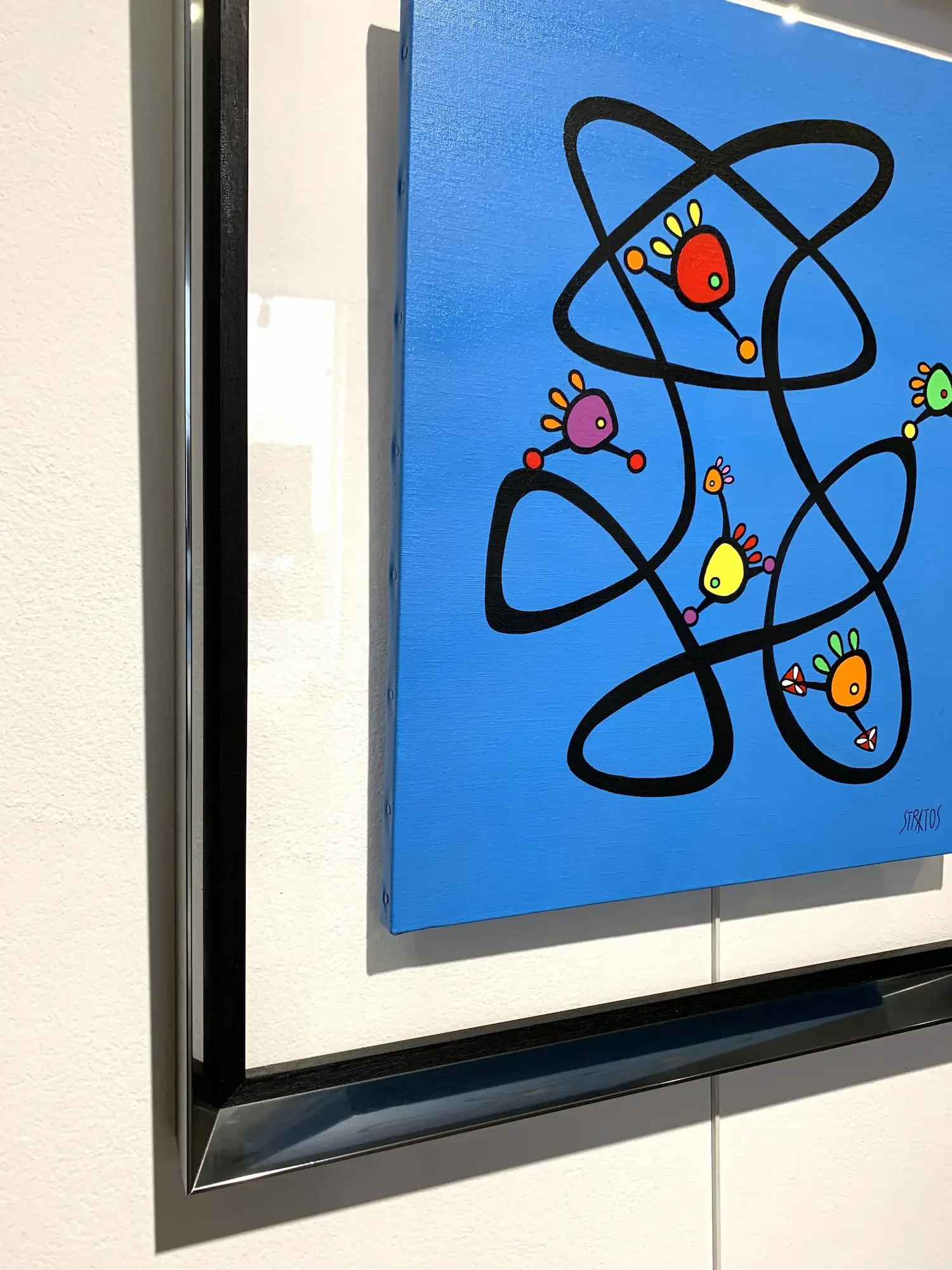 Tableau abstrait bleau poisson de charles stratos  Galerie d'art Agen .webp