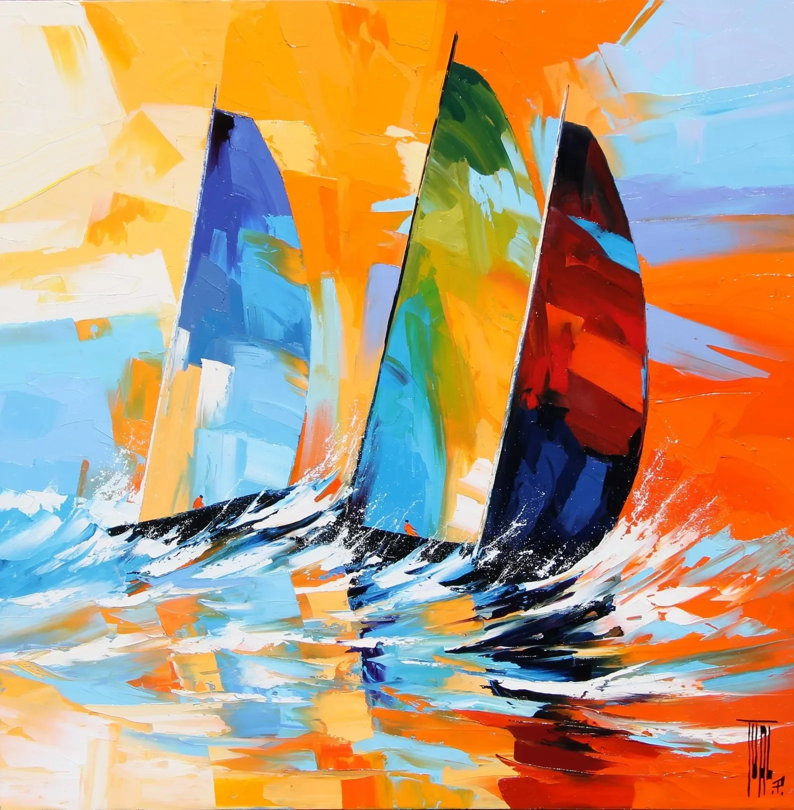 tableau courses de voiliers de Pierrick Tual Galerie Graal .webp