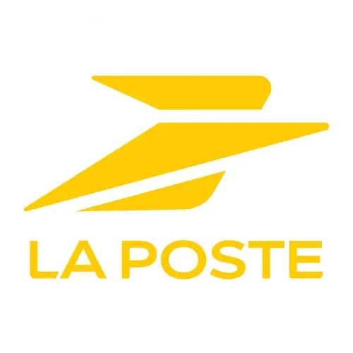 Logo de La Poste avec un oiseau stylisé jaune au-dessus du texte 'LA POSTE'.