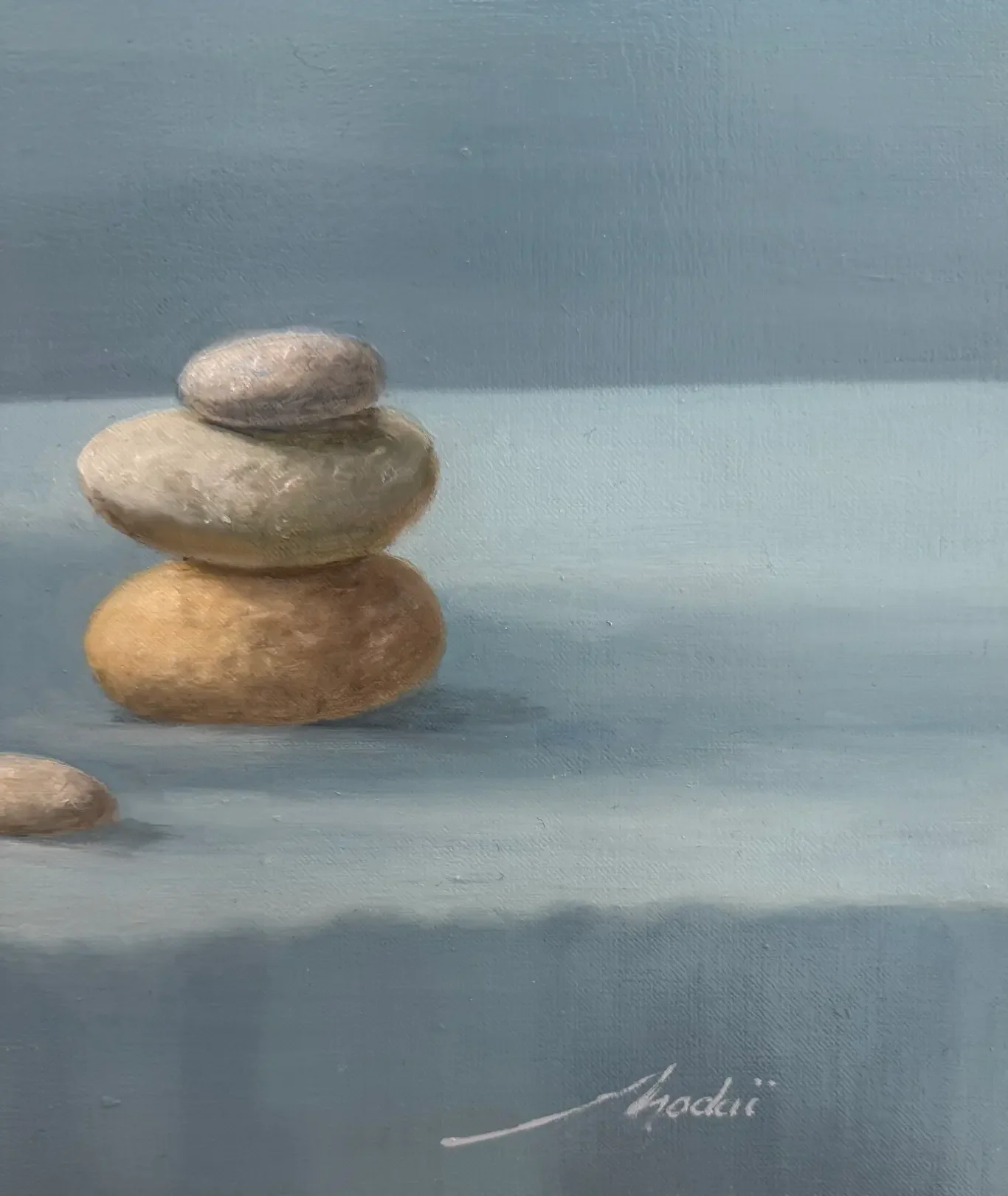 tableau femme meditation océan de michel nadai  Galerie Graal Galerie d'art Agen .webp