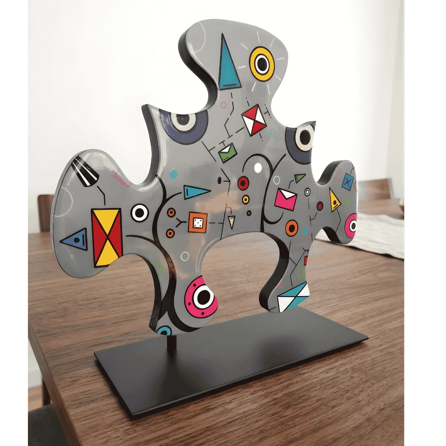 sculpture en forme de puzzle gris de remy demestre Galerie Graal .webp