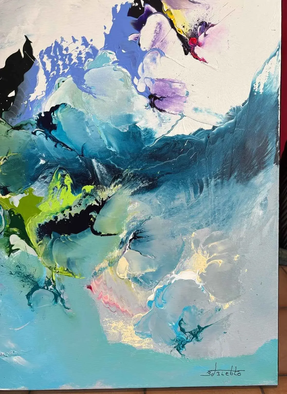 Tableau abstrait bleu de Zdzieblo Art Contemporain Galerie Graal .webp