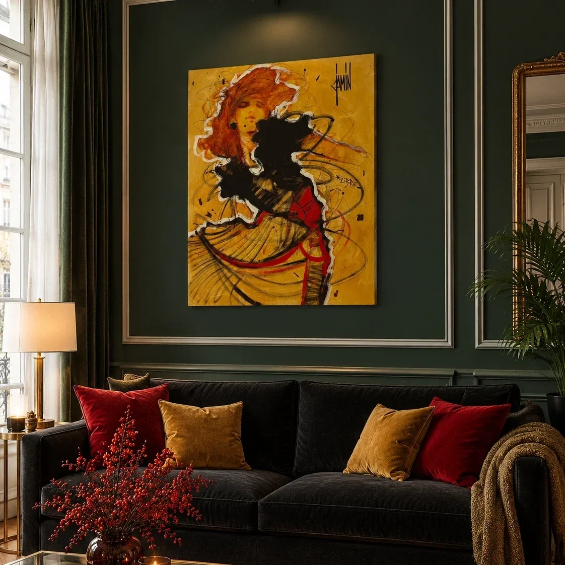 tableau+femme+qui+danse+en+robe+de+david+jmain+Galerie+Graal+Art+Contemporain+.webp