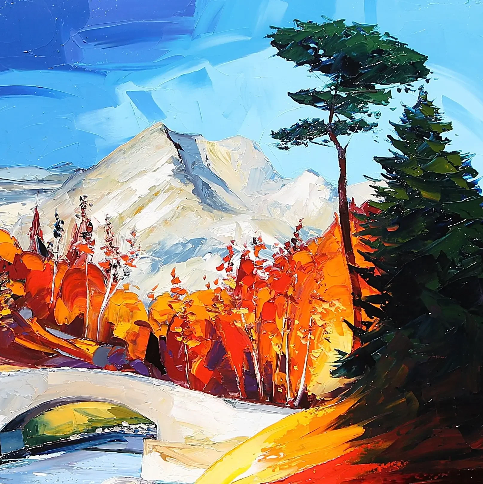 tableau riviere montagne de Pierrick Tual  Art Contemporain Galerie Graal .webp