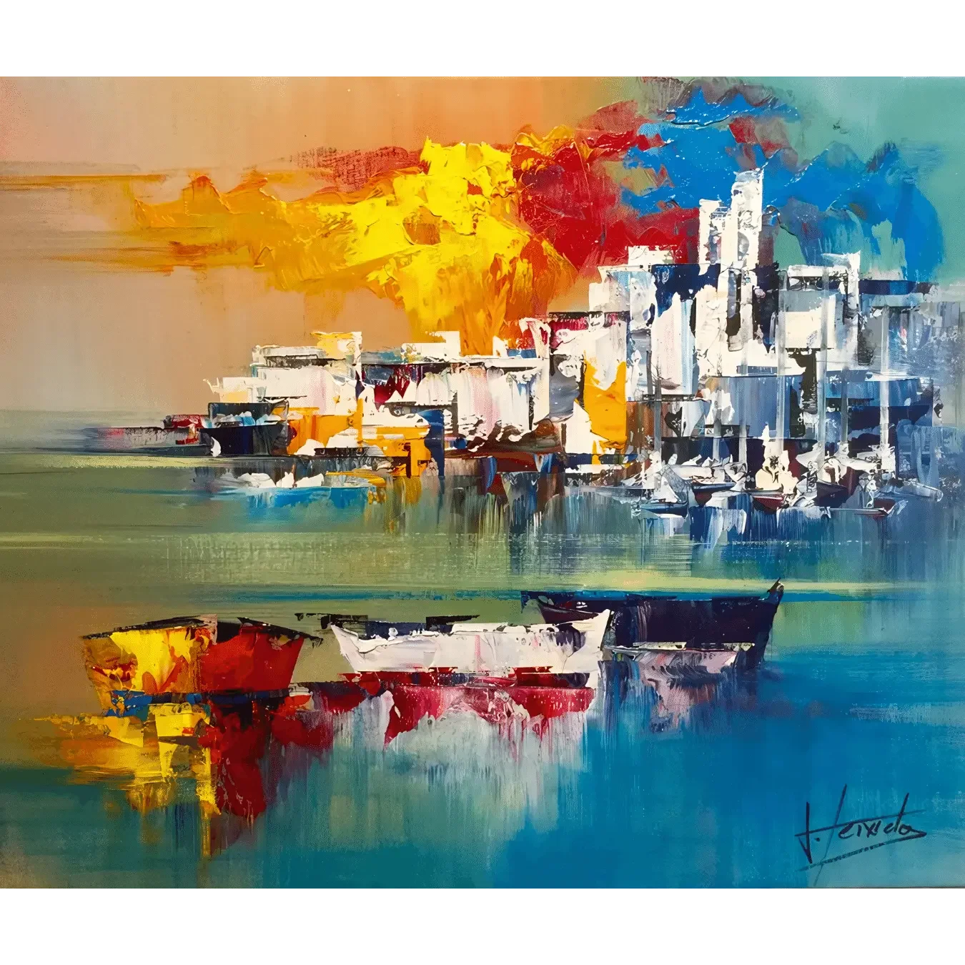 "Des constructions blanches au bord de la mer" de Josep Teixido