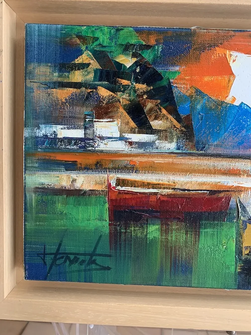 Tableau bateau le soir port espagne de josep teixido  Galerie Graal Art Contemporain .webp
