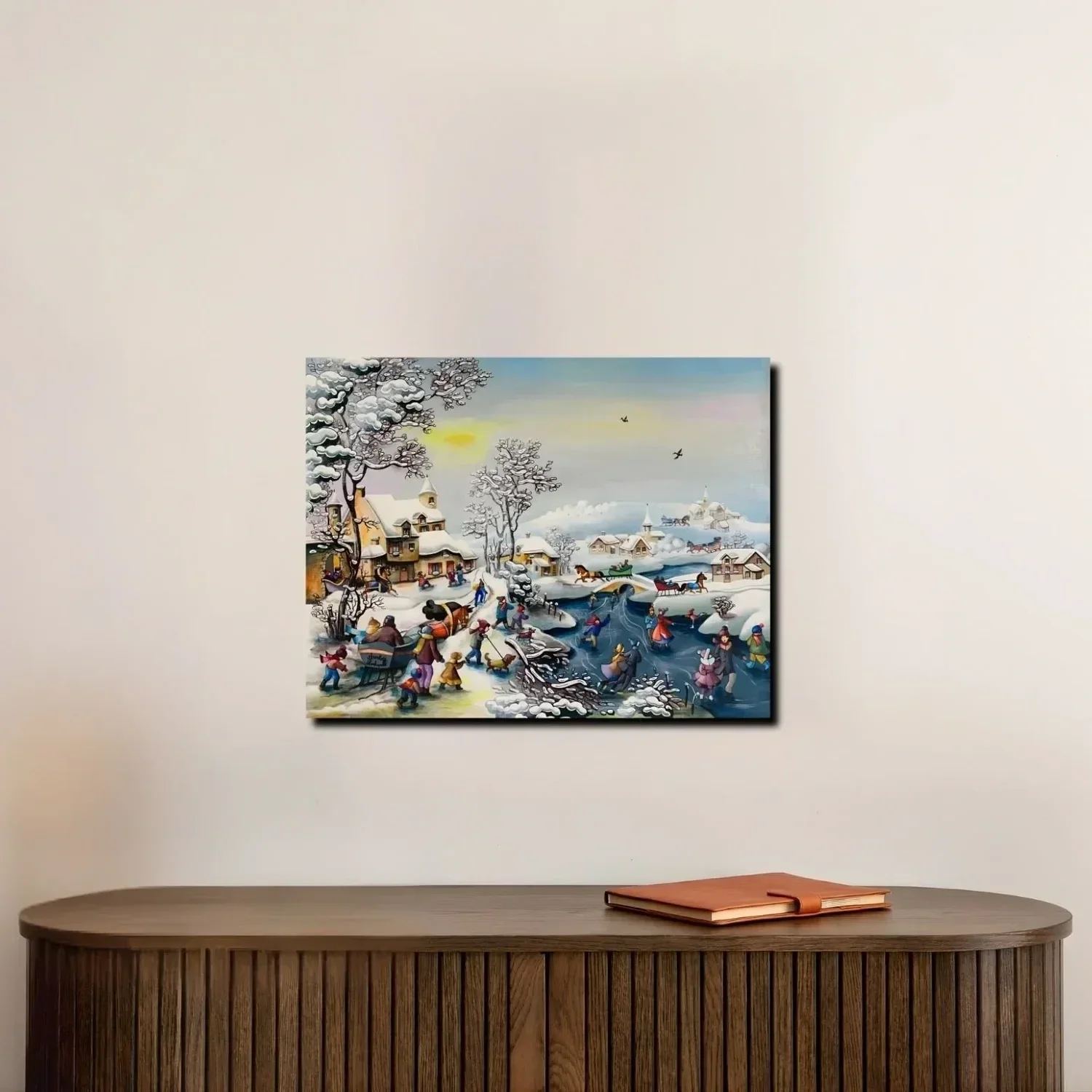 tableau art naif contemporain paysage d'hiver montagne neige de charlotte lachapelle Galerie Graal