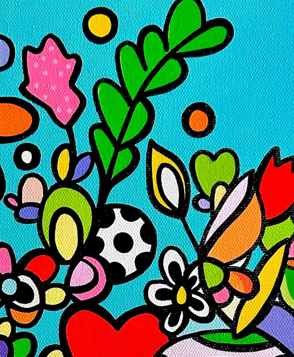 Tableau bouquet de fleurs pop art Virginia Benedicto Art Contemporain .webp