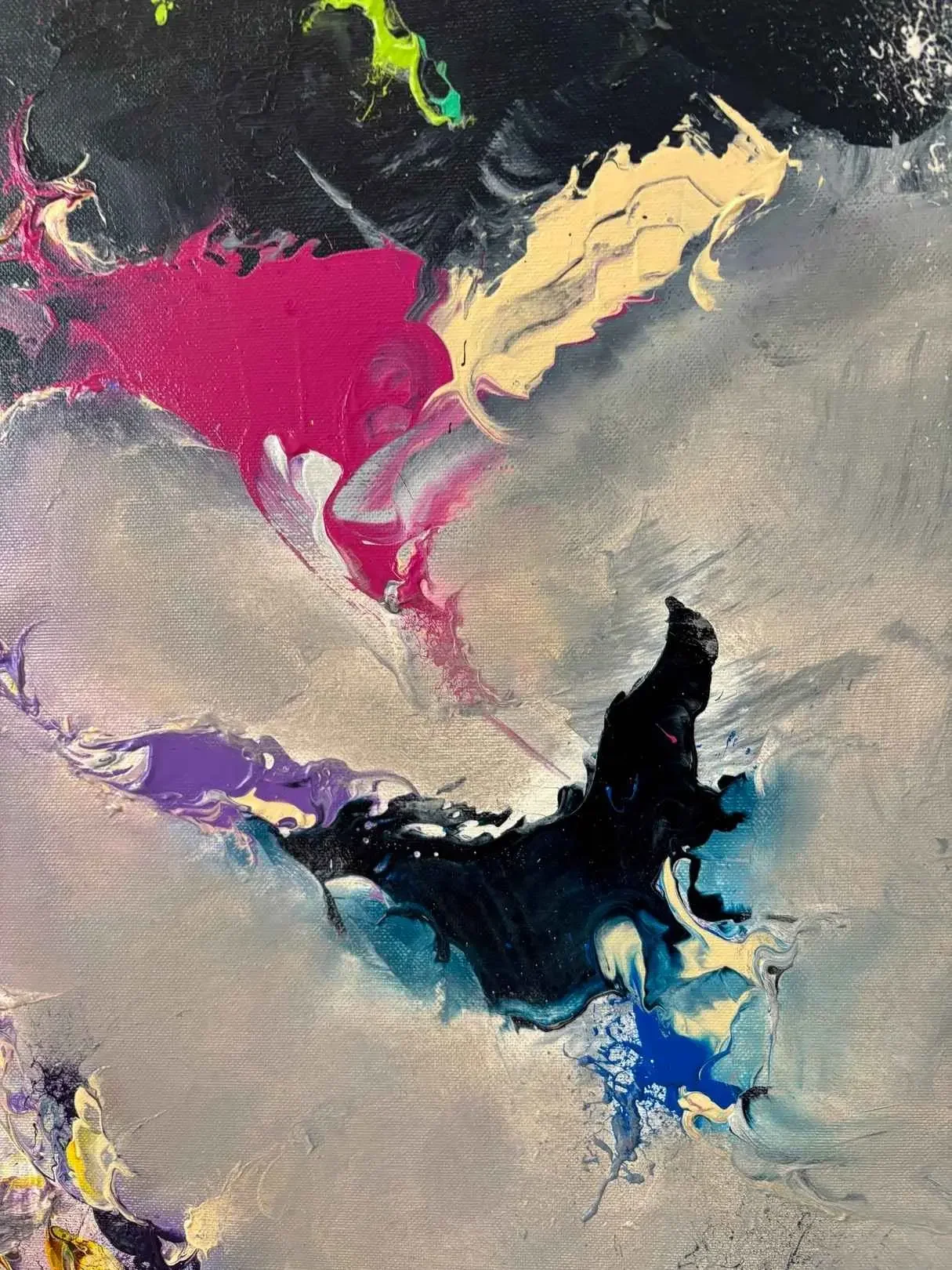 Tableau abstrait noir et bleu de Zdzieblo Galerie Graal .webp