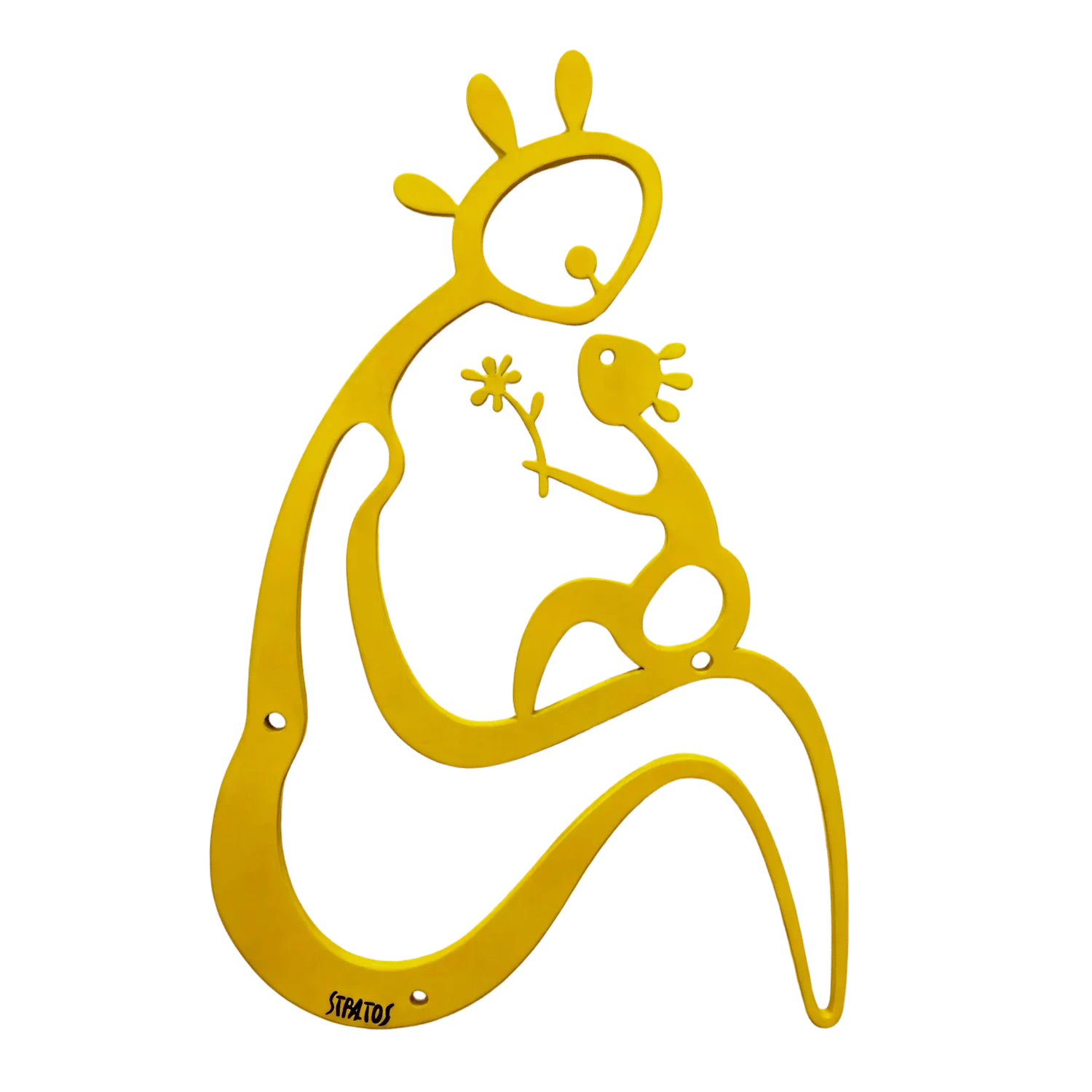sculpture femme en acier jaune de stratos Galerie Graal .webp