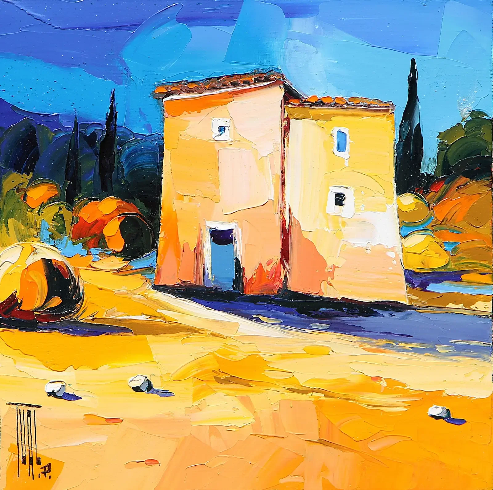 tableau maison de campagne de Pierrick Tual Galerie Graal .webp