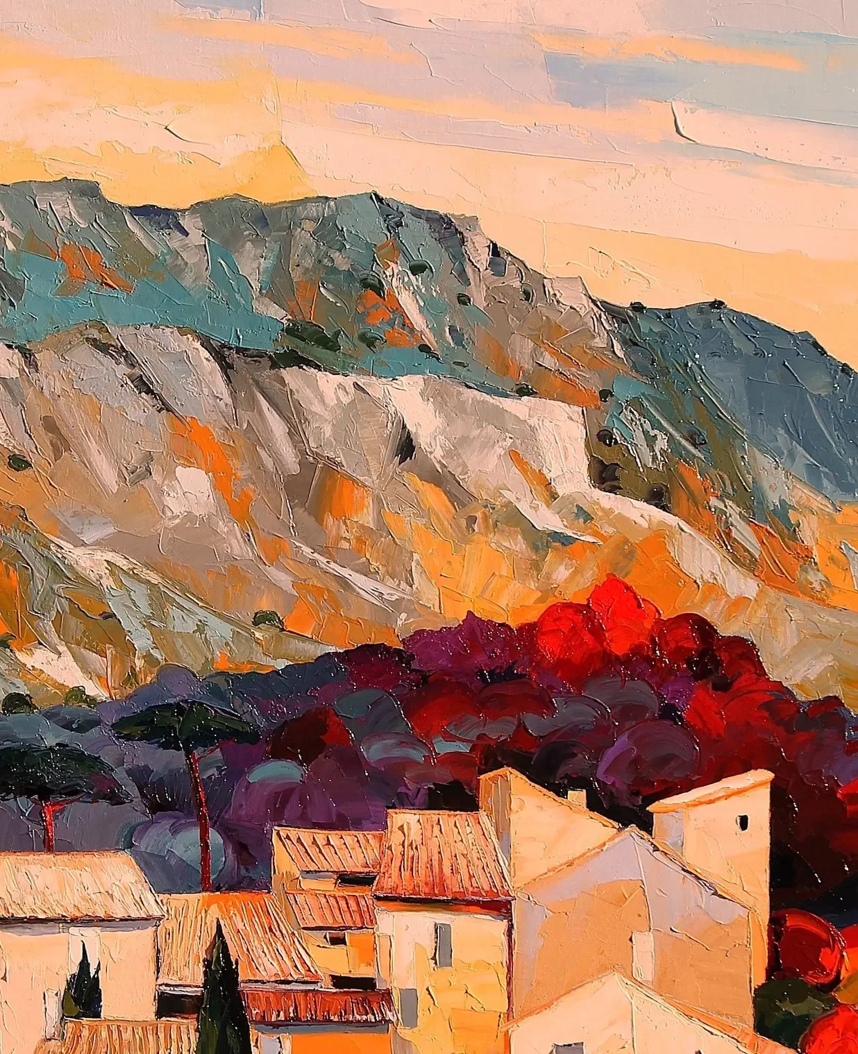 tableau village provencal de Pierrick Tual Galerie Graal .webp
