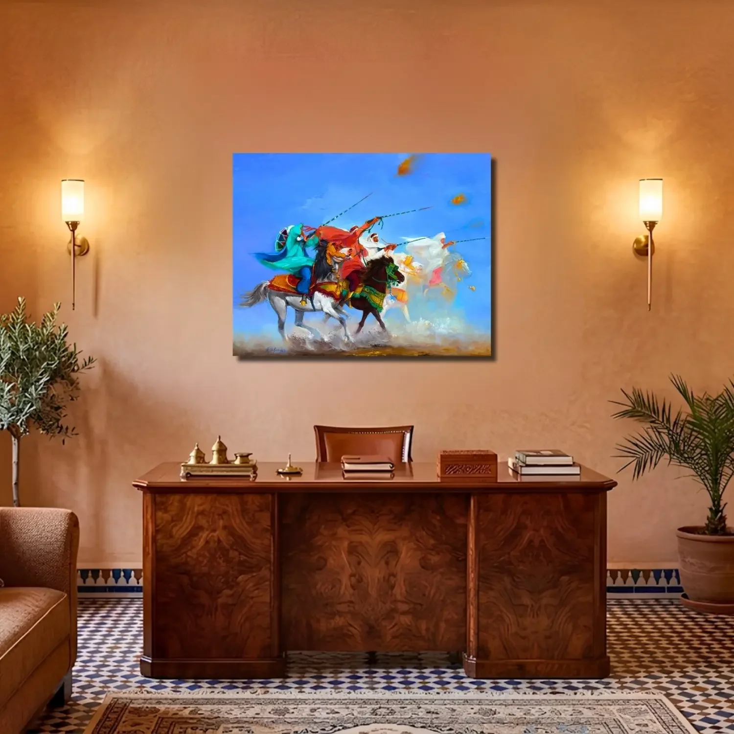 tableau fantasia cheval maroc de georges corominas Art Contemporain Galerie Graal .webp
