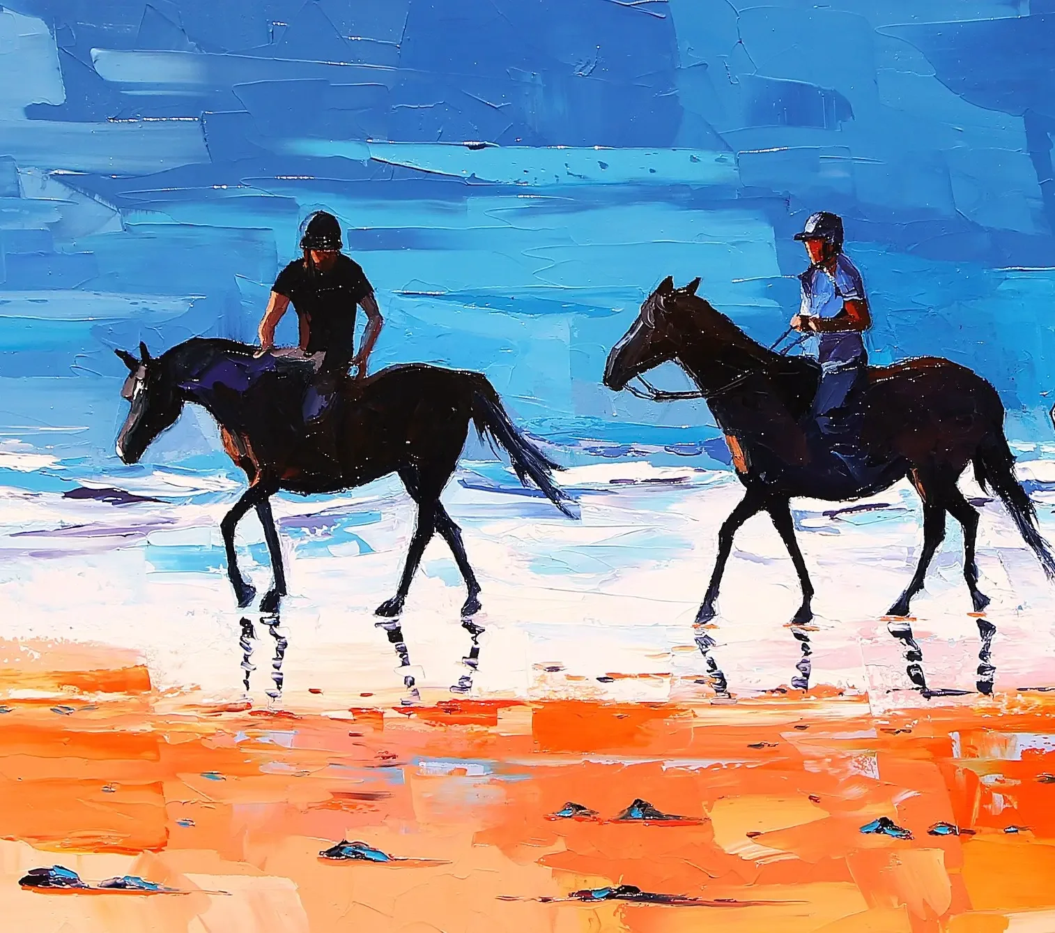 tableau cheval plage cavalier de Pierrick Tual  Art Contemporain .webp