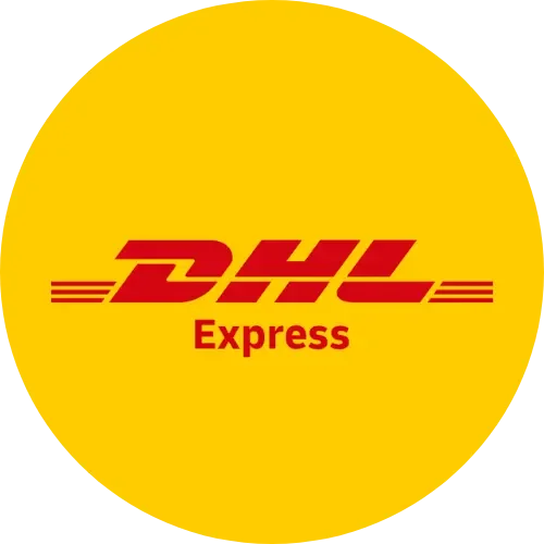 Logo de DHL Express avec un fond jaune