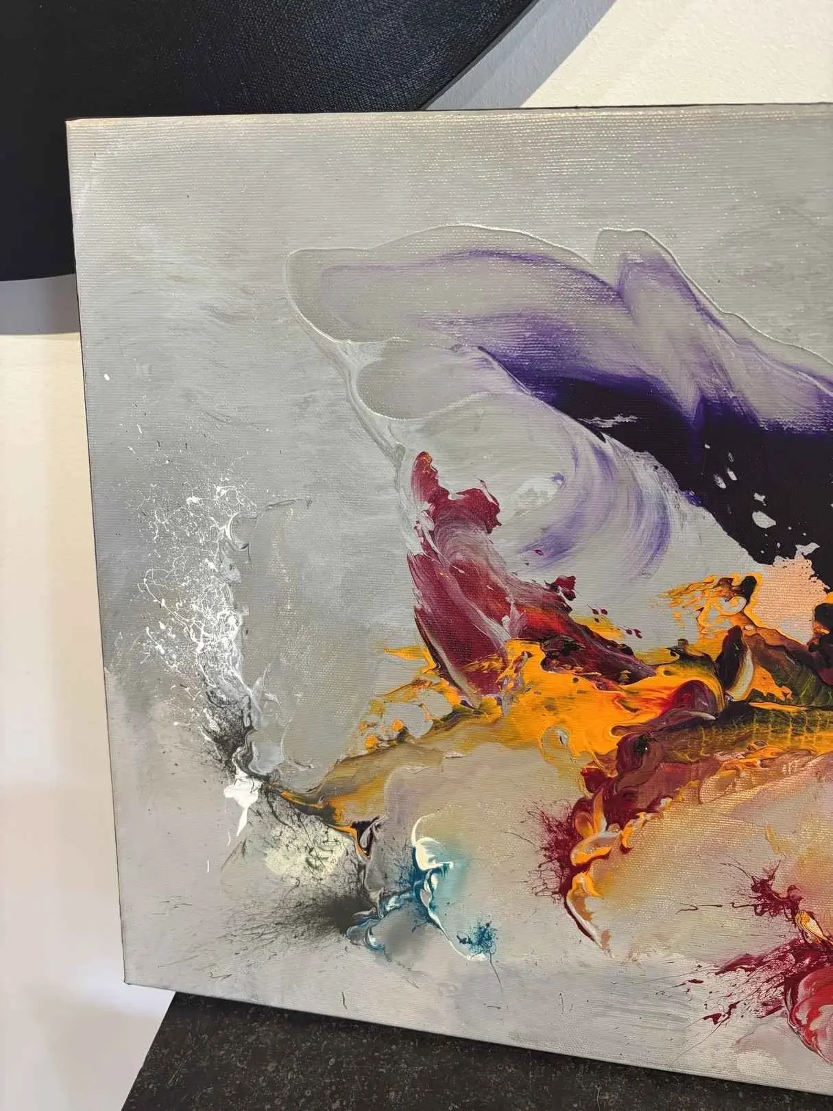 Tableau abstrait gris blanc  de Zdzieblo Galerie Graal .webp