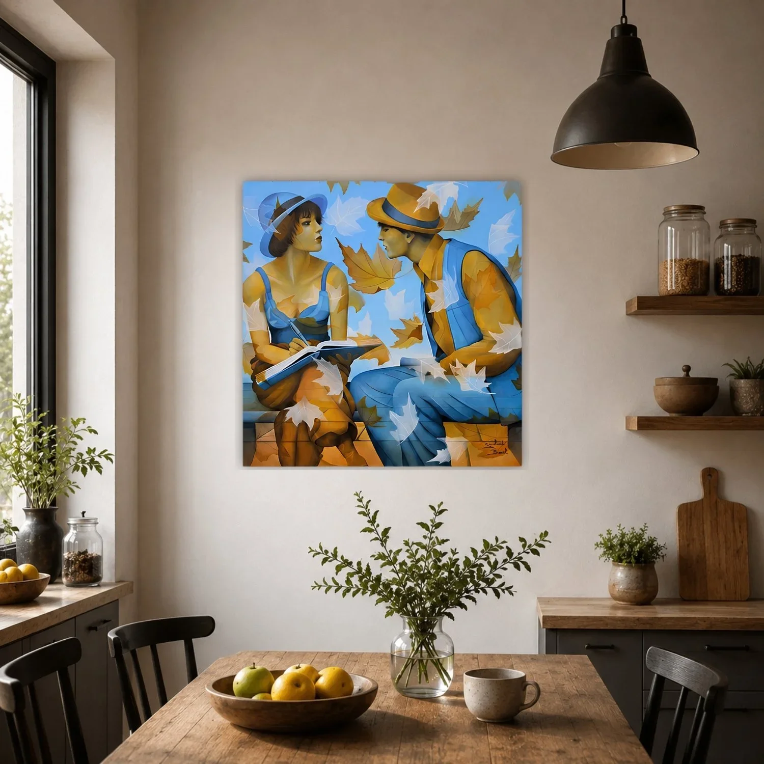 tableau couple amour automne de jeannette guichard bunel .webp
