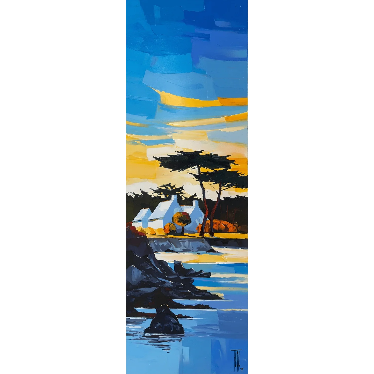 tableau mer village de Pierrick Tual Galerie Graal .webp