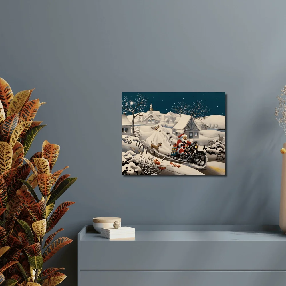 Tableau pere noel art naif contemporain de charlotte lachapelle Galerie Graal