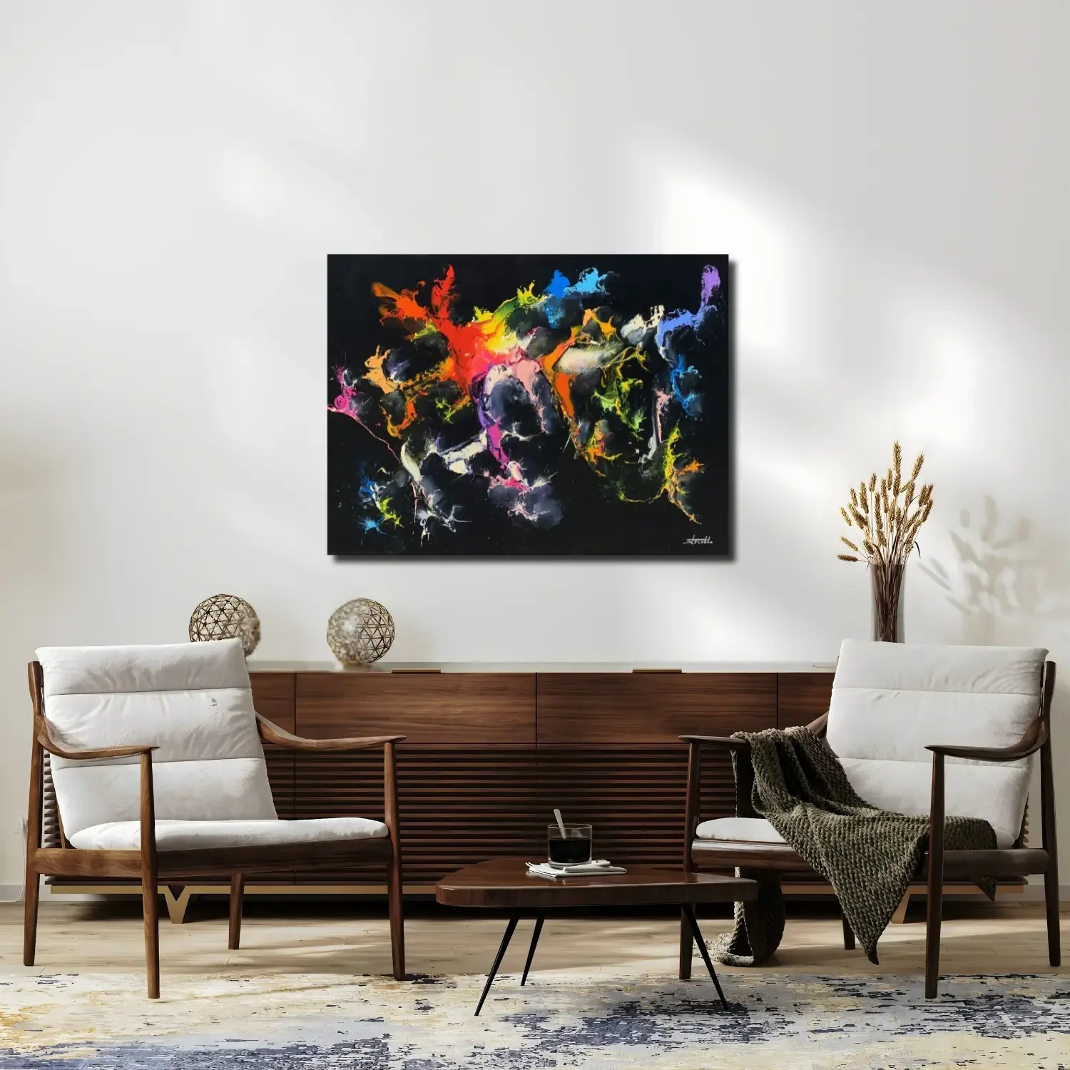 Tableau abstrait blue salon moderne de Zdzieblo Galerie Graal .webp