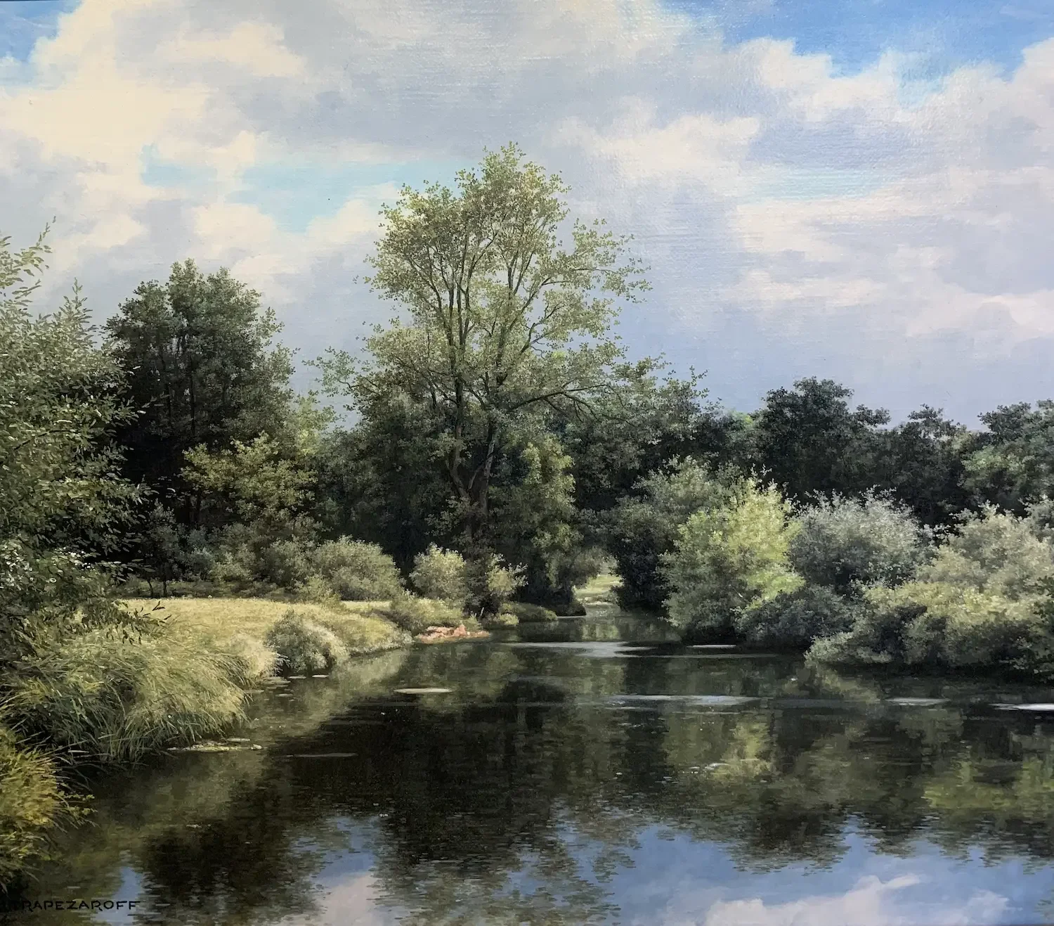 Tableau paysage foret riviere realisme de michel trapezaroff. Galerie Graal Art Contemporain .webp