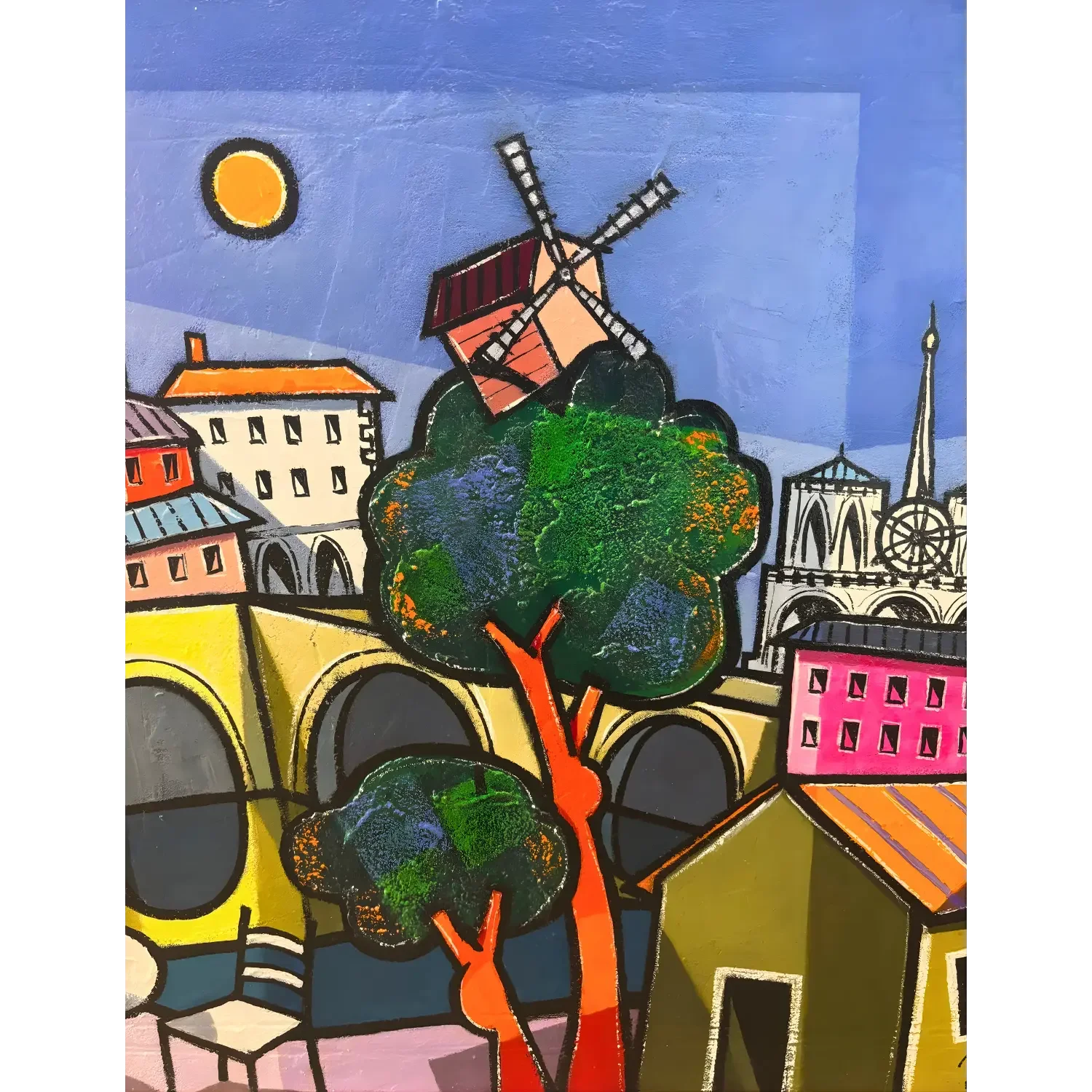 Tableau sur Paris de Giuseppe Piermattéo cubsime art naif Galerie Graal .webp