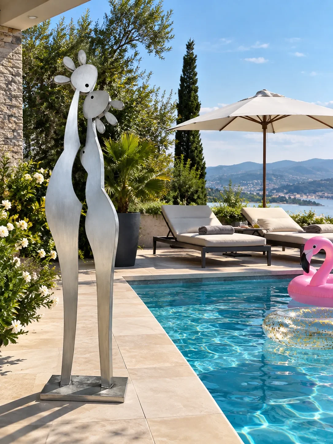 sculpture en acier pour jardin piscine de stratos Galerie Graal .webp