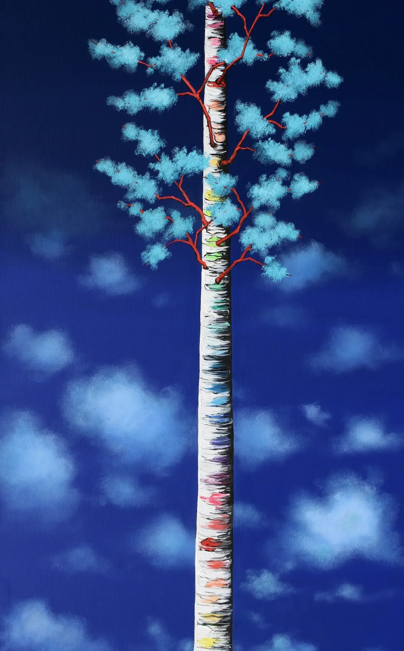 tableau arbre sapin surréaliste de alexandra battezzati Galerie Graal .webp