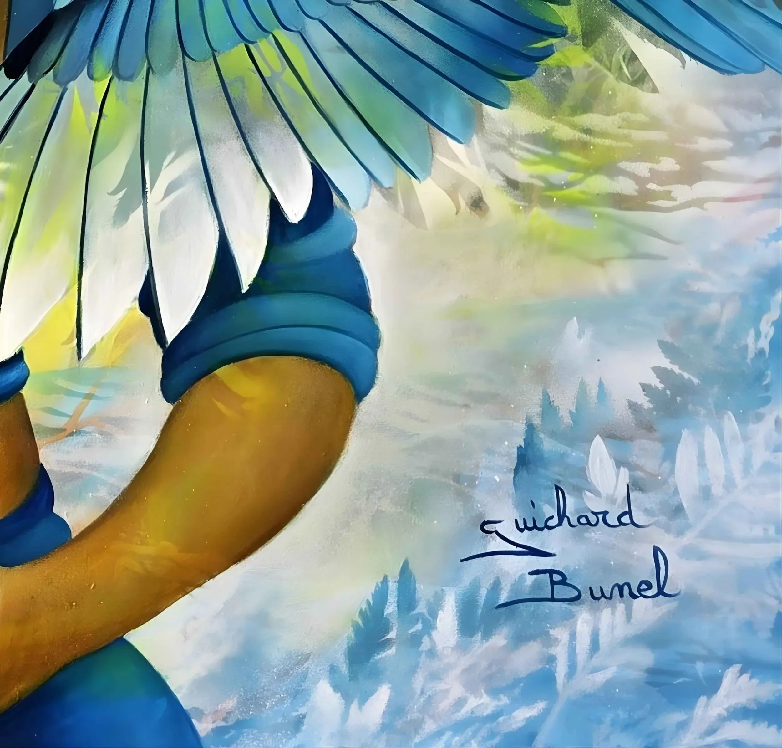 Tableau portrait femme perroquet de jeannette guichard bunel Galerie d'art en Ligne .webp