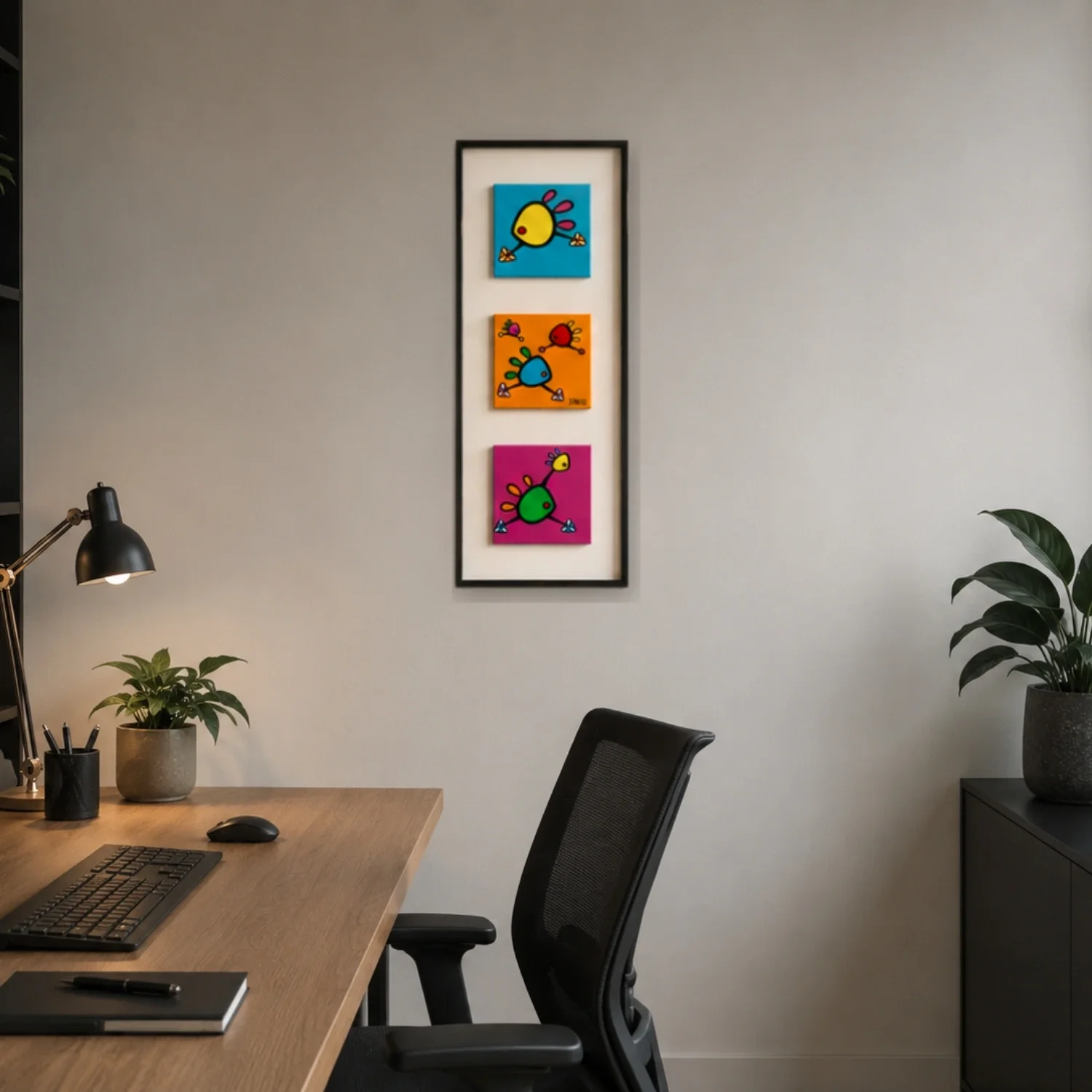 tableau abstrait bleu orange de charles stratos Galerie Graal .webp