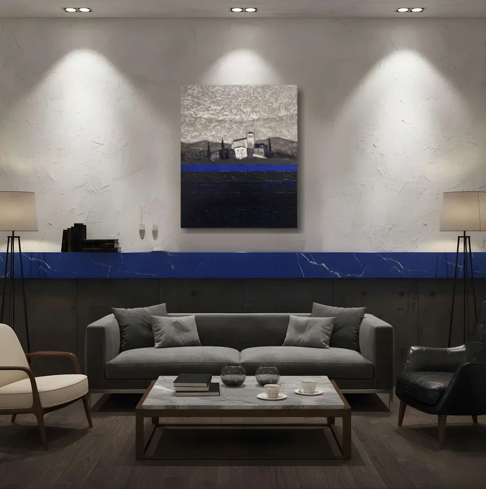 tableau village noir de eurgal Galerie Graal .webp