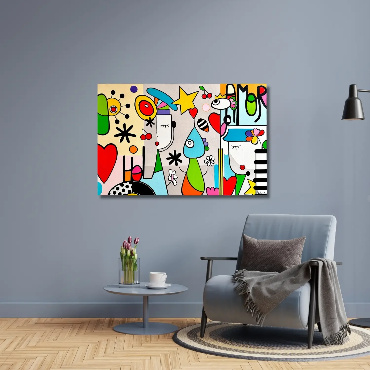 tableau pop art de Virginia Benedicto Galerie Graal couple amour.webp