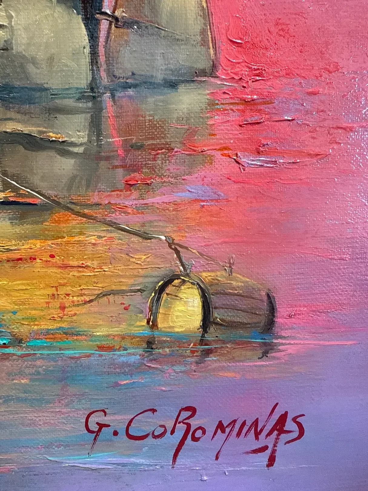 Tableau venise coucher de soleil san giorgio de maggiore Galerie Graal Georges Corominas Art Contemporain .webp